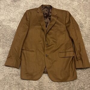 Jack Victor Camel Brown 100% Cashmere Sport Coat Blazer Size 46L Soft 2 Button